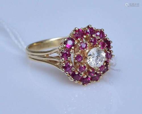 14k Gold Ruby and Diamond Ring