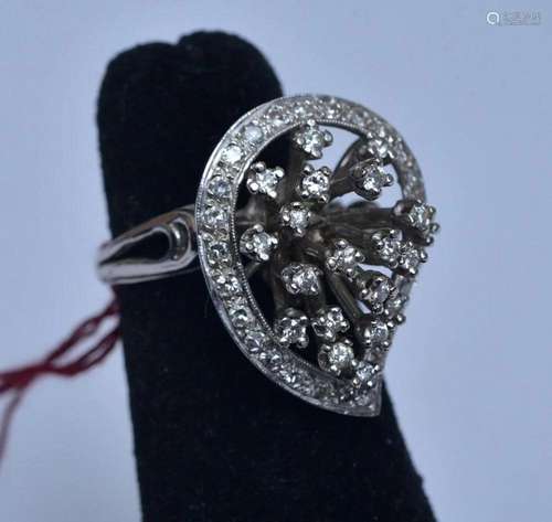 14k Gold Diamond Cluster Ring