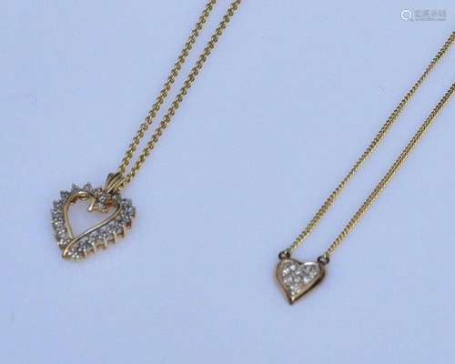 10k and 14k Gold Heart Necklaces