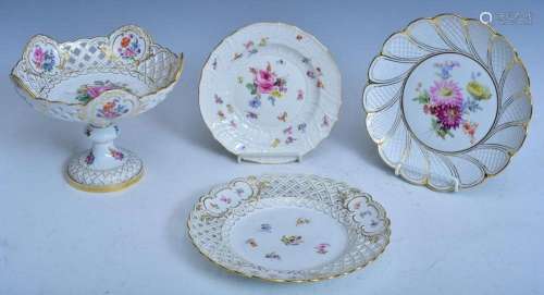 Meissen Porcelain Compote and Plates