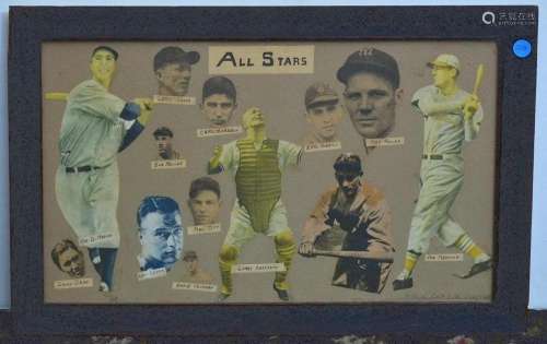 Baseball Collage of 1930's Stars
