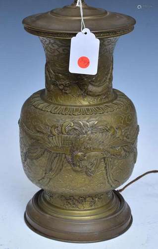 Chinese Bronze Vase, adapted to lamp