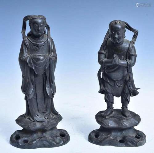 Pair Japanese Bronze Figures