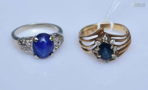 Two 14k Gold Sapphire Rings