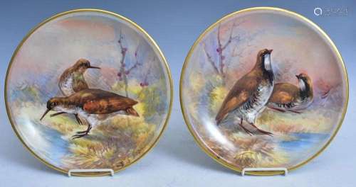 Pair Limoges Hand Painted Chargers