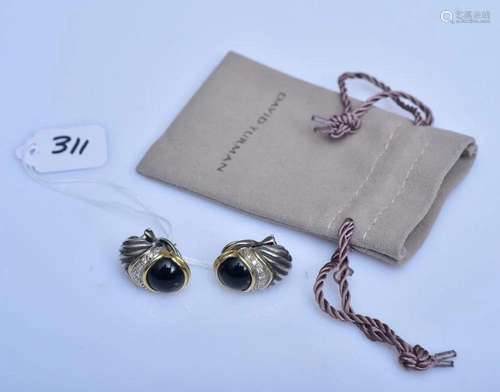 David Yurman Onyx and Diamond Earrings