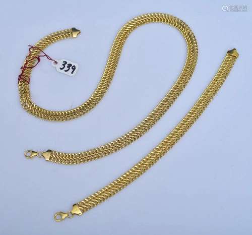 14k Gold Necklace and Bracelet Set