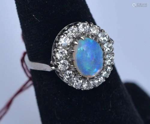 14k Gold Opal and Diamond Ring