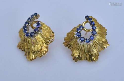 Italian 18k Gold Sapphire Earrings