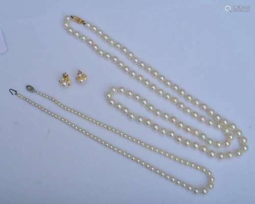 14k Gold Cultured Pearl Necklaces and Earrings