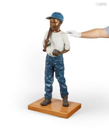 Ramon Parmenter Baseball Boy Bronze Sculpture