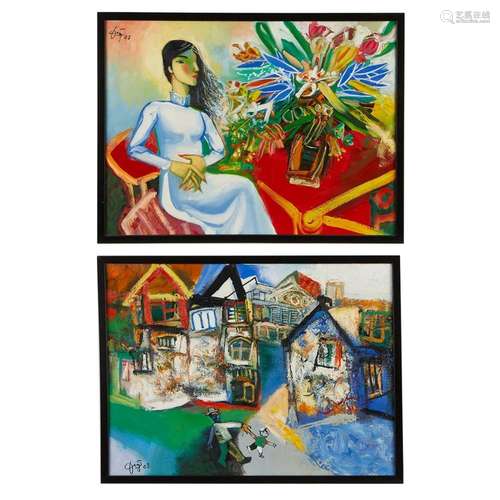 2 Nguyen Dinh Dung Oil Paintings