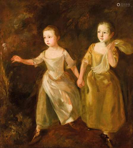 19th C. European School. two girls