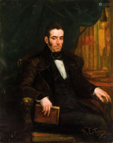 M. Estevez. Gentleman portrait 19th Century