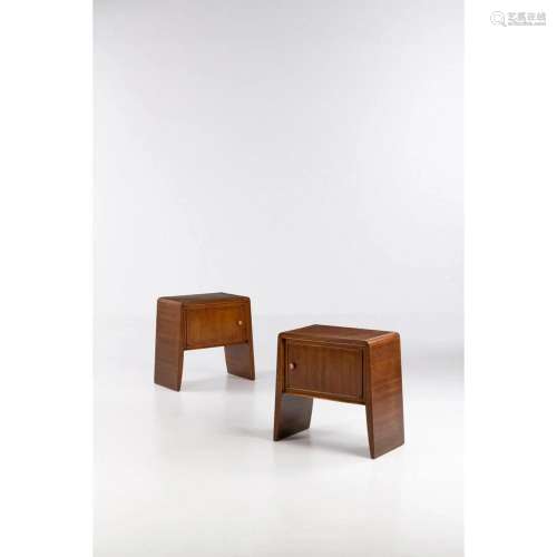 Paolo Buffa (1903-1970) Pair of bedside tables Walnut veneer...