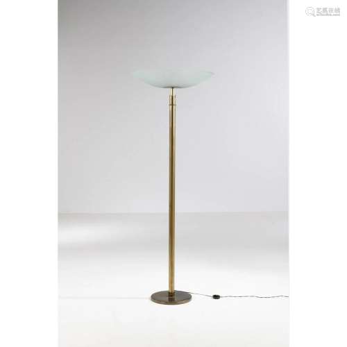 Pietro Chiesa (1892-1948) Floor lamp Brass and frosted glass...