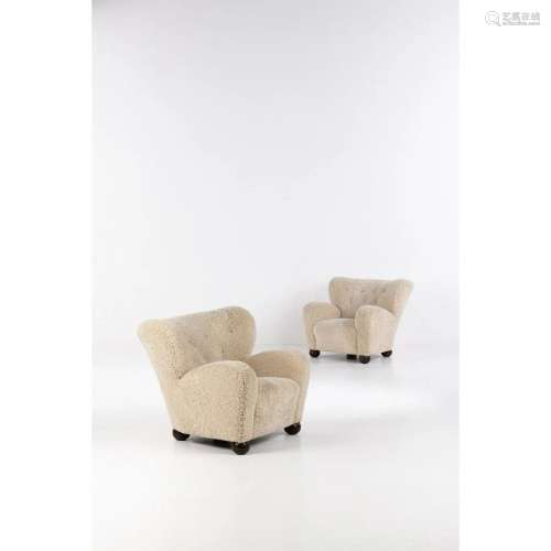 Marta Blomstedt (1899-1982) Aulanko Pair of armchairs Wood a...