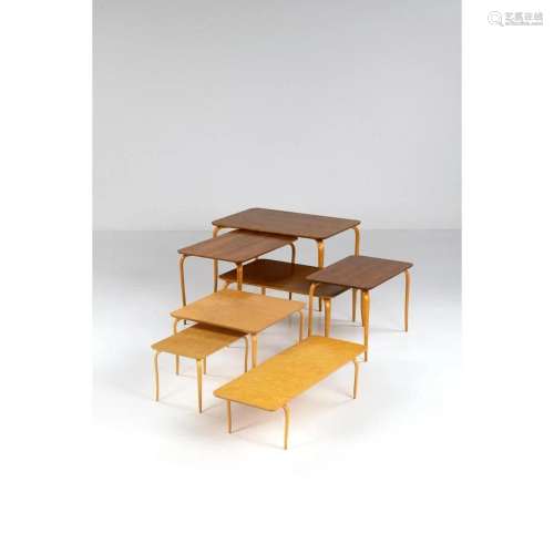 Bruno Mathsson (1907-1988) Set of seven coffee tables Wood, ...