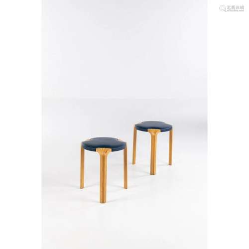 Alvar Aalto (1898-1976) Model X600 Pair of stools Birch and ...