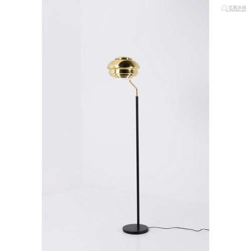 Alvar Aalto (1898-1976) Model A808 Floor lamp Brass, leather...