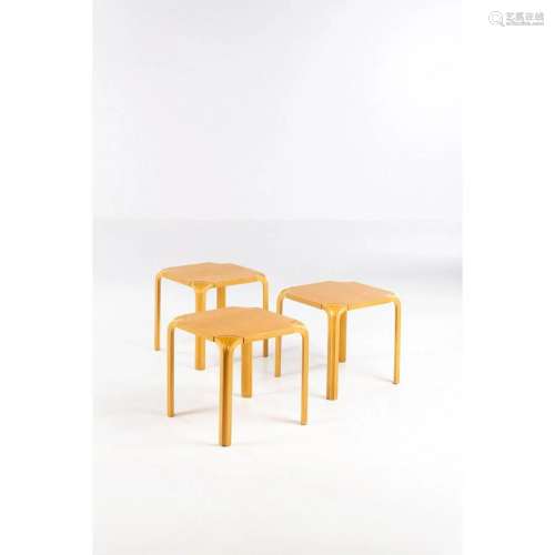 Alvar Aalto (1898-1976) Model X601 Set of three stools Lamin...