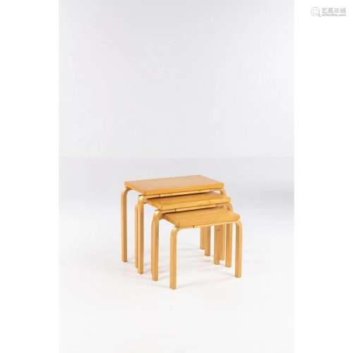 Alvar Aalto (1898-1976) Model 88 Set of three nesting tables...