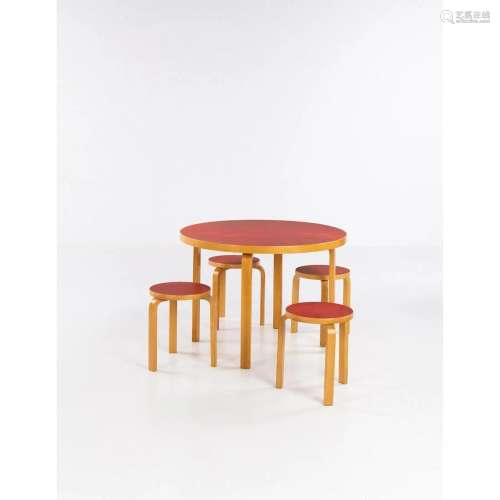 Alvar Aalto (1898-1976) Models 60 and 91 Set of four stools ...