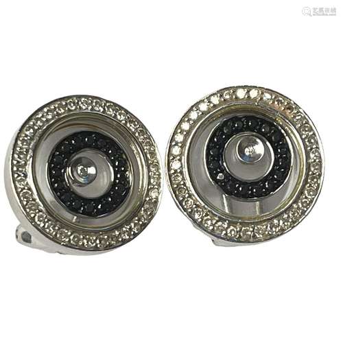 Boucles d'oreilles en or gris 14 ct, cercle de diamants