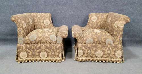 Pair Of Century Upholsted Corner Chairs