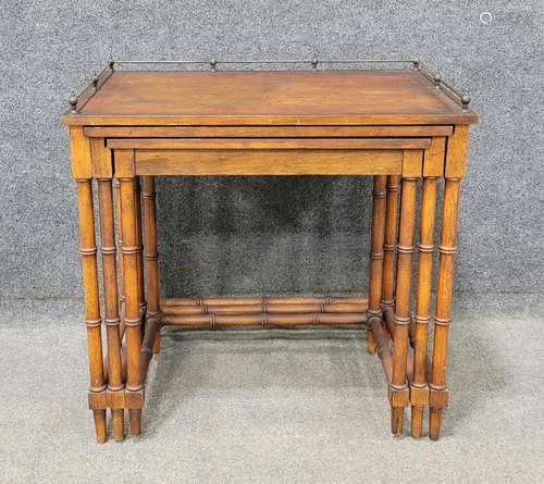 Mahogany Faux Bamboo Stacked Tables