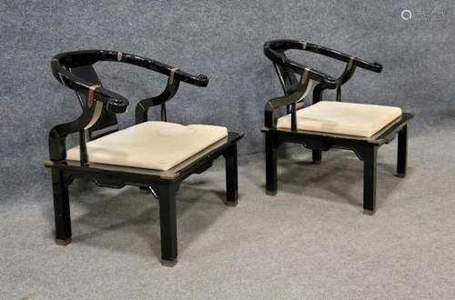 Pair Of Ebonized Designer Chairs