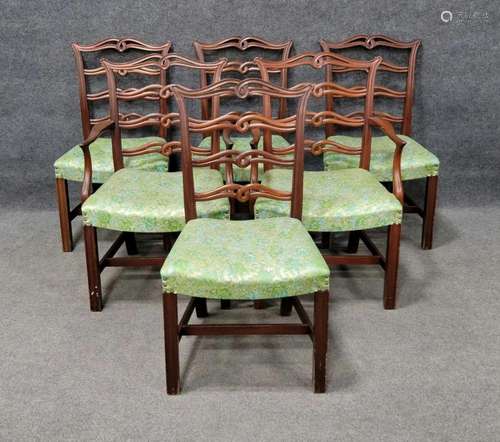 Set Of 6 Biggs Ribbon Back Solid Mahogany Chairs