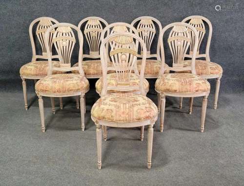 8 Jansen Style Painted Chairs