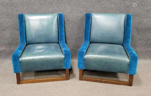 Pair Of Blue Designer Retro Chairs