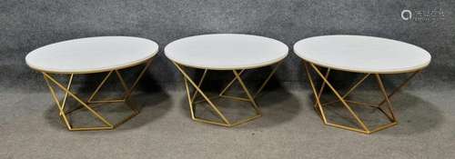 3 Mid Century Faux Marble Coffee Tables