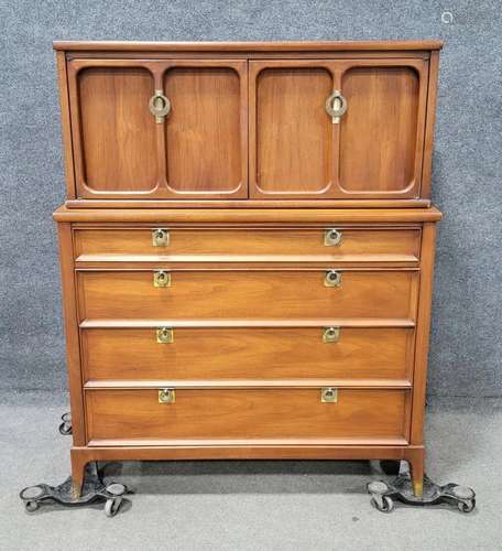 White Mid Century Tall Chest