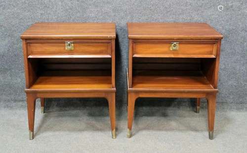 Pair Of White Mid Century Style Nightstands