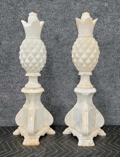 Pair Of Marble Pineapple Lamps