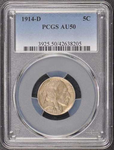 1914-D 5C Buffalo Nickel PCGS AU50