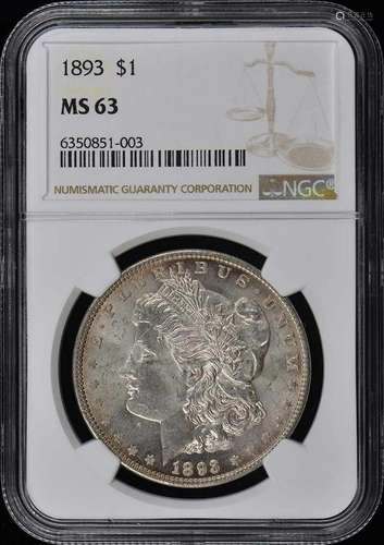 1893 Morgan Dollar S$1 NGC MS63