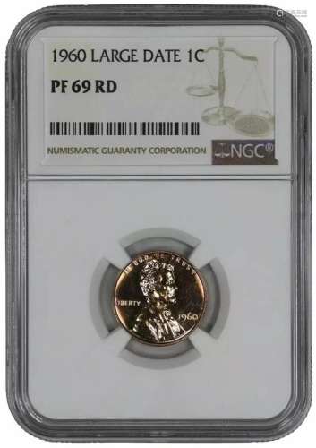1960 LARGE DATE PROOF LINCOLN MEMORIAL CENT PENNY 1C NGC CER...
