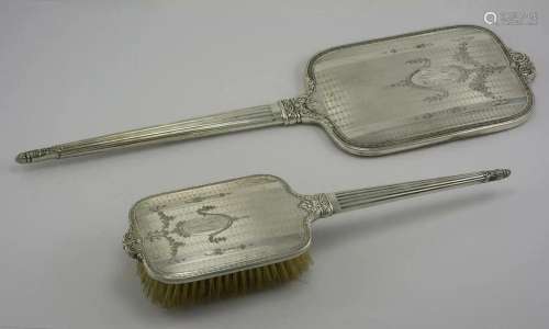Superb Victorian Sterling Silver Mirror & Brush Set by I...