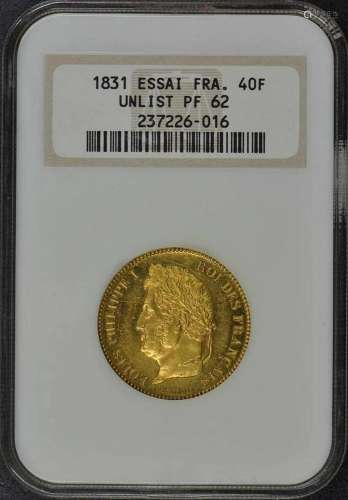 1831 France Essai 40F Maz-unl NGC PF62