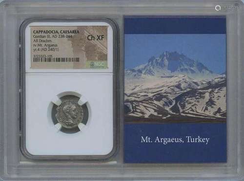 Gordian III AD 238-244 CAPPADOCIA CAESAREA AR Drachm NGC XF4...