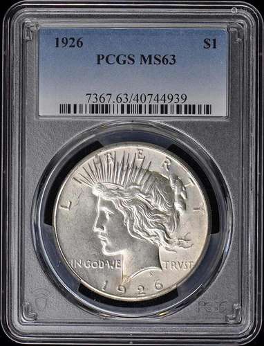 1926 $1 Peace Dollar PCGS MS63