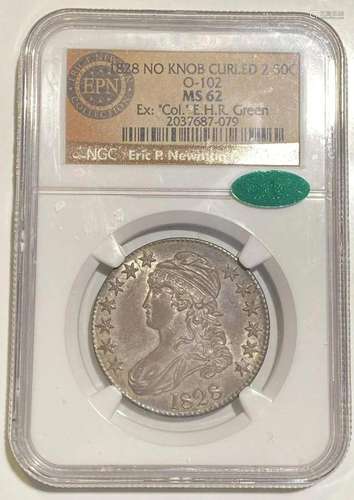 1828 P Half Dollars NGC MS-62 NO KNOB CAC O-102