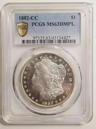 1882 CC Morgan Silver Dollar PCGS MS-63 DMPL
