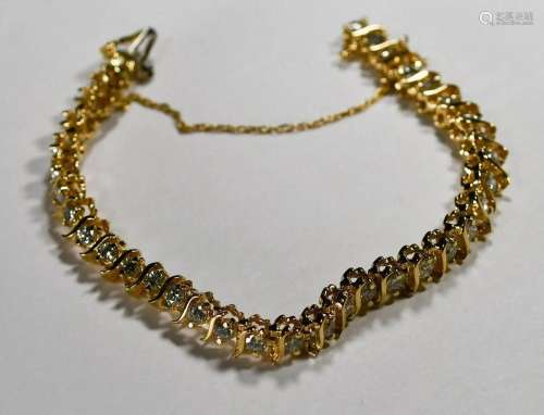 14K Yellow Gold Diamond Tennis Bracelet 4.00TDW 18.4g 6.75&#...