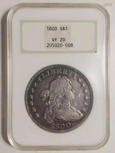 1800 P Silver Dollars Draped Bust NGC VF-20