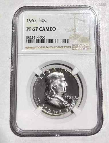 Half Dollars Franklin 1963 P NGC PF-67 CAMEO